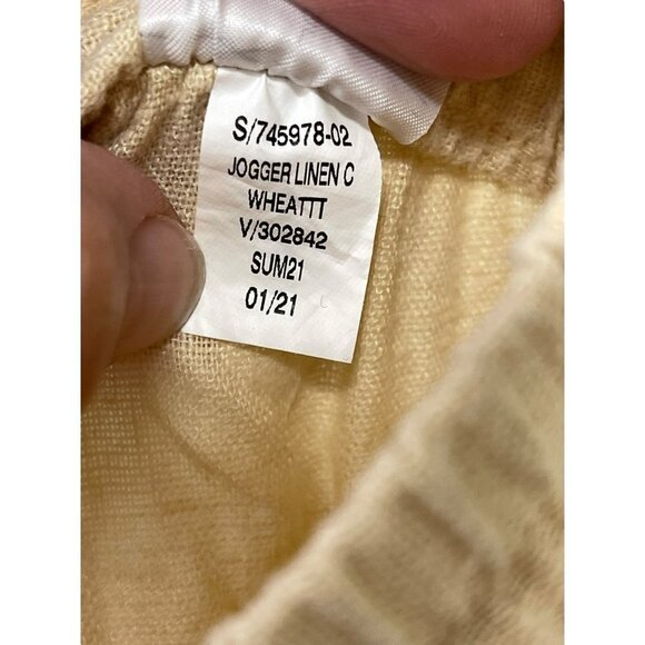 Banana Republic Ivory Lounge Cargo Cropped Jogger Linen Blend Pull On Pant Large - Picture 4 of 5